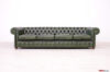 English green 4-seater Chesterfield sofa in hand distressed leather